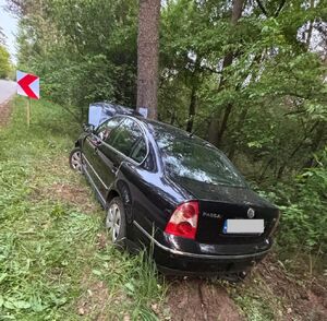 pojazd uderzył w drzewo.