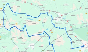 mapa przejazdu wyścigu kolarskiego.